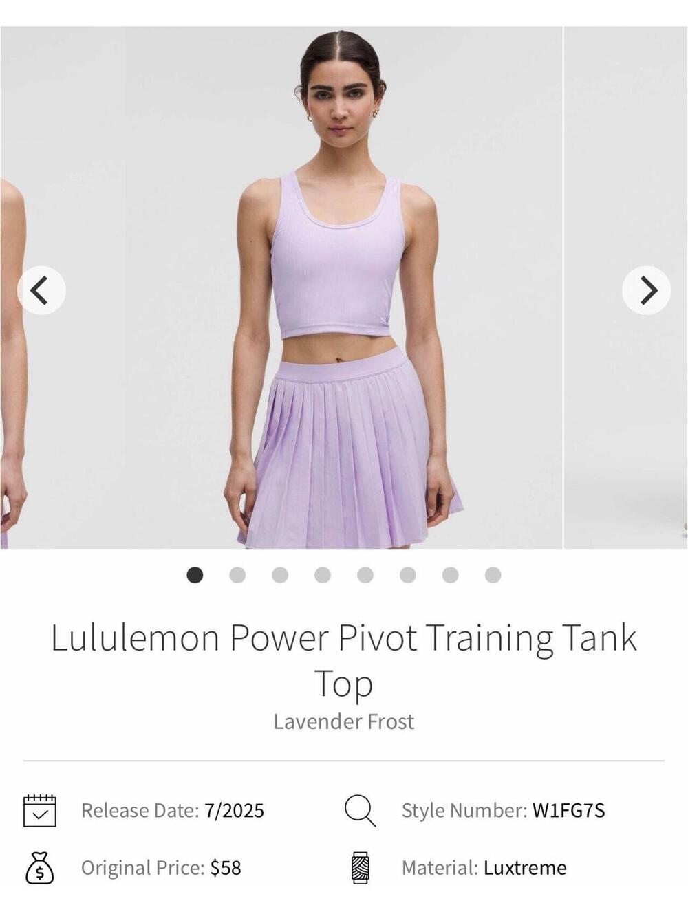 NWT Lululemon Power Pivot Training Tank Top Ribbed Lavender Frost Purple size M. - Picture 7 of 8